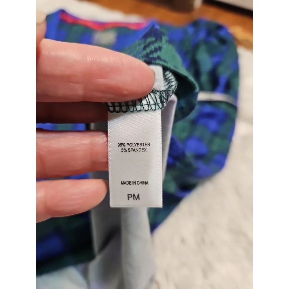 Muk Luks WOMEN PM Blue Green Plaid Cloud Knit Henley Pajama Top And‎ Bottom...